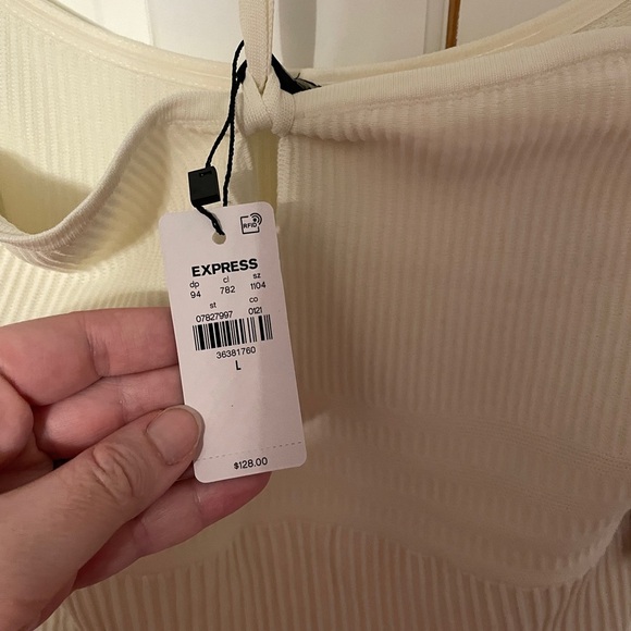 NWT Express Ribbed Halter Midi Dress w/ Fringe - Picture 7 of 9